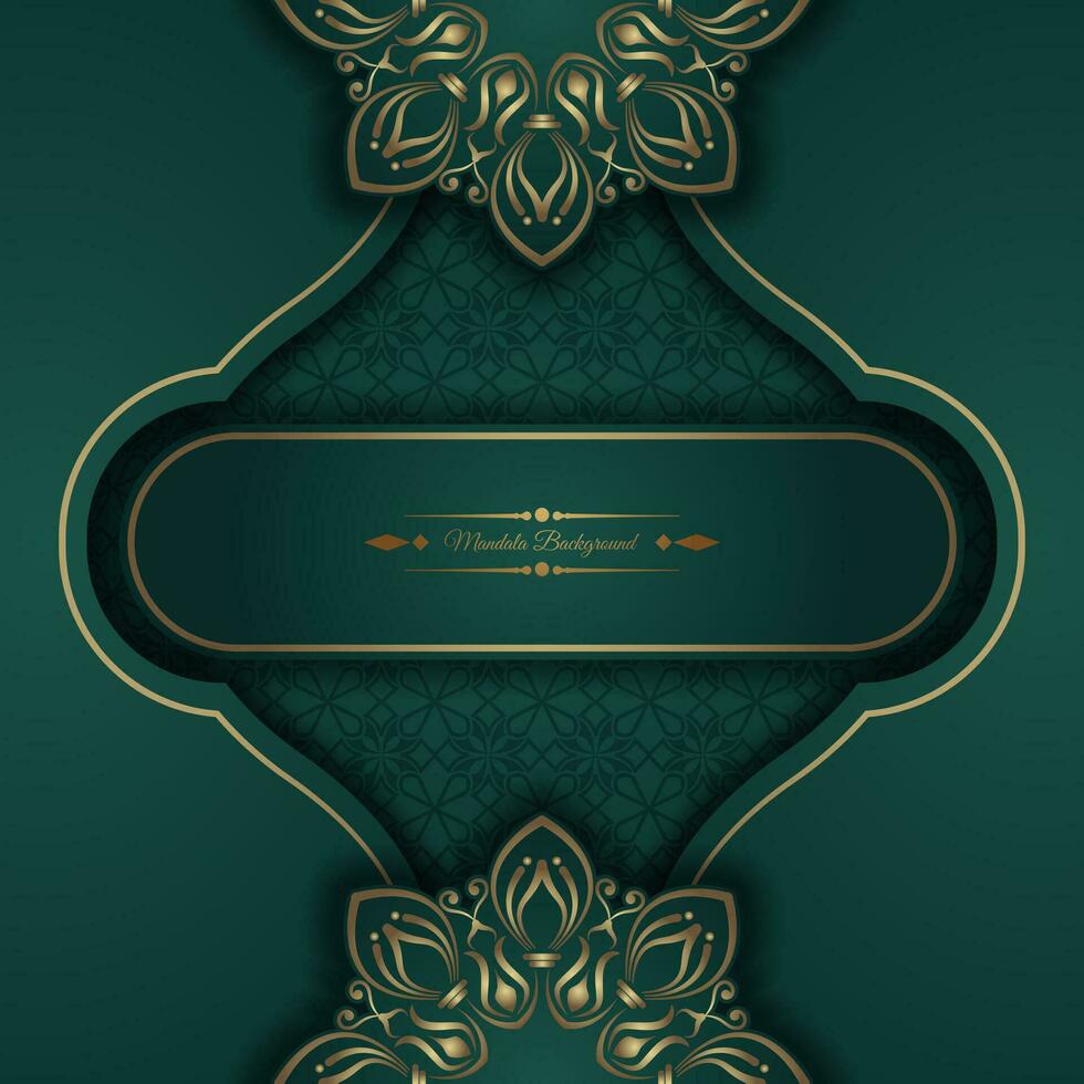 Green background with mandala ornament vector