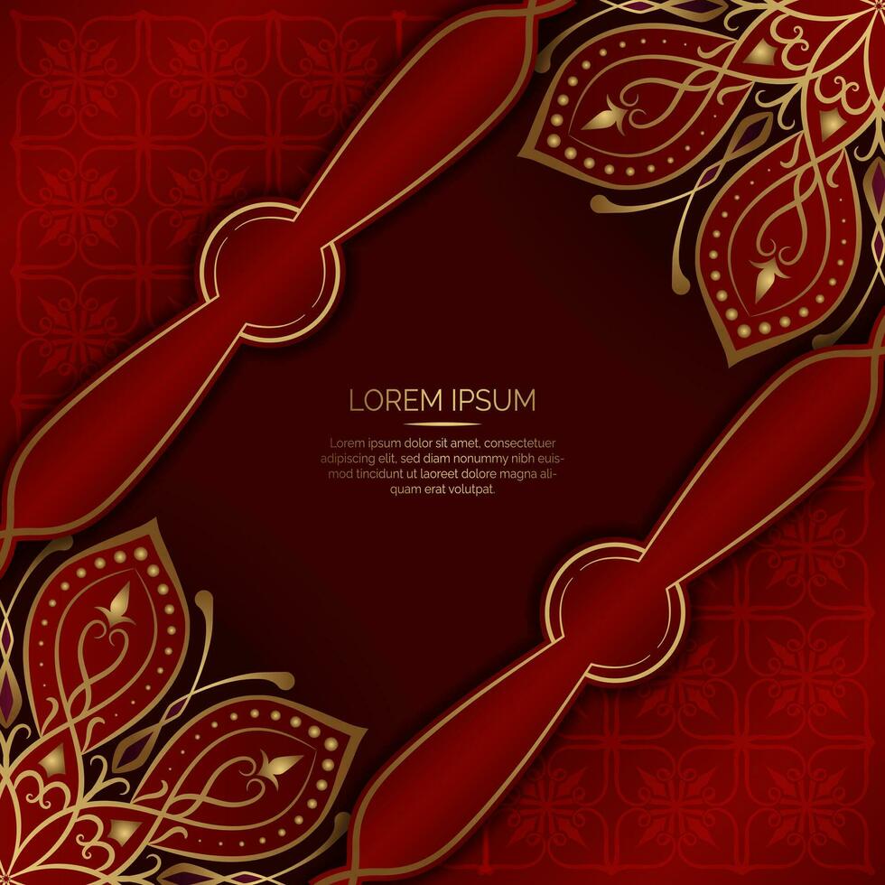 Red background with mandala ornament vector