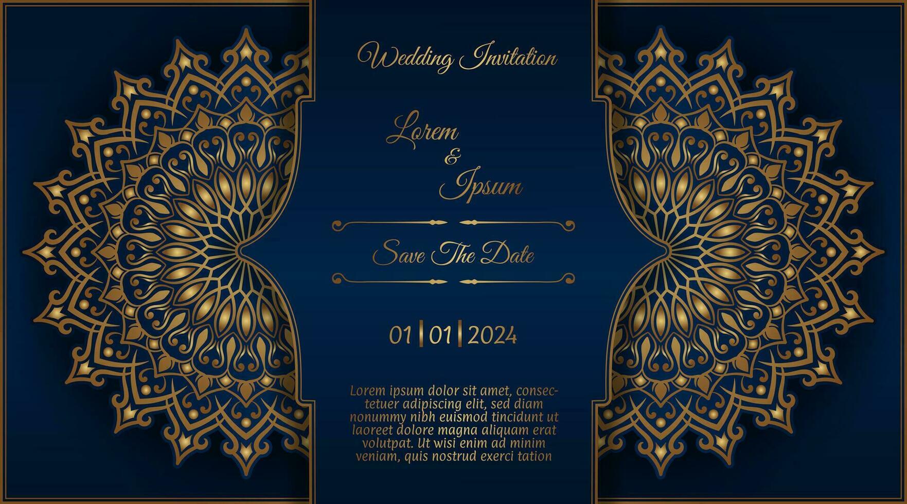 vintage invitation card, with mandala ornament vector