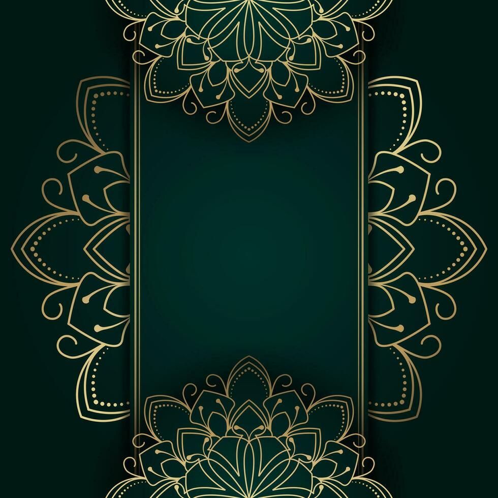 Green background with mandala ornament vector
