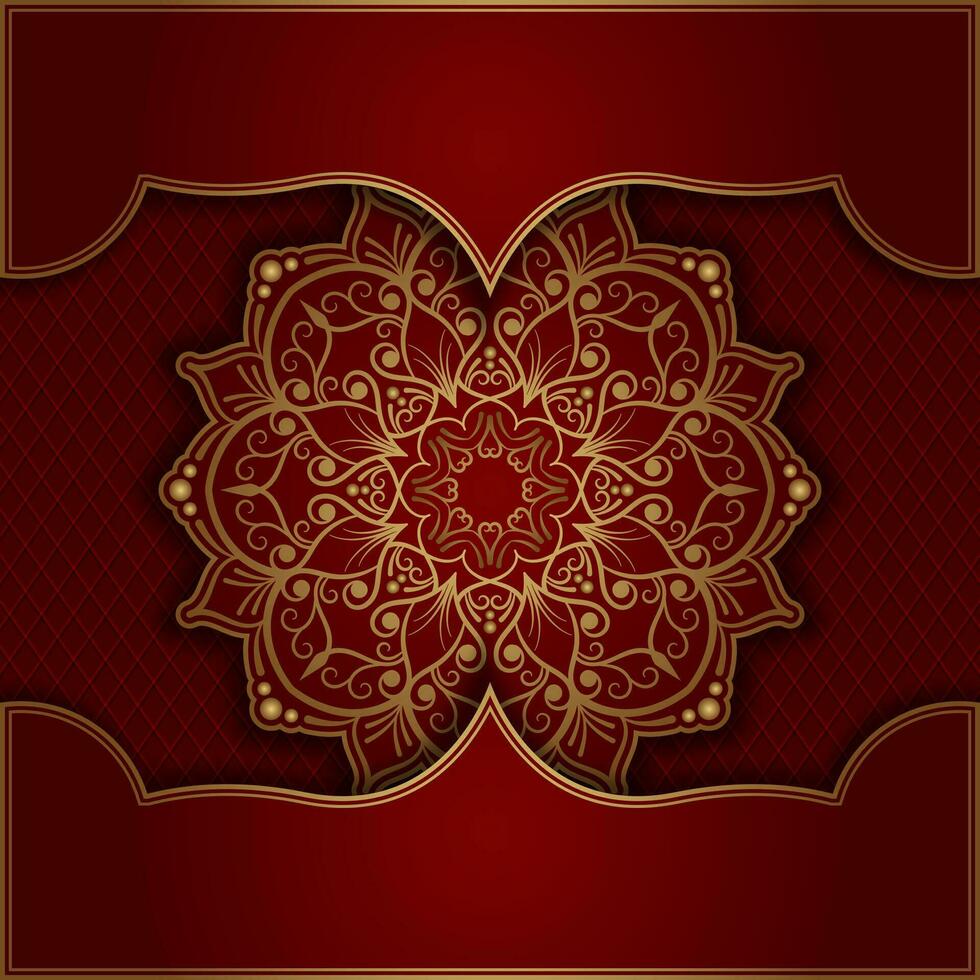 red luxury background, with gold mandala ornament vector