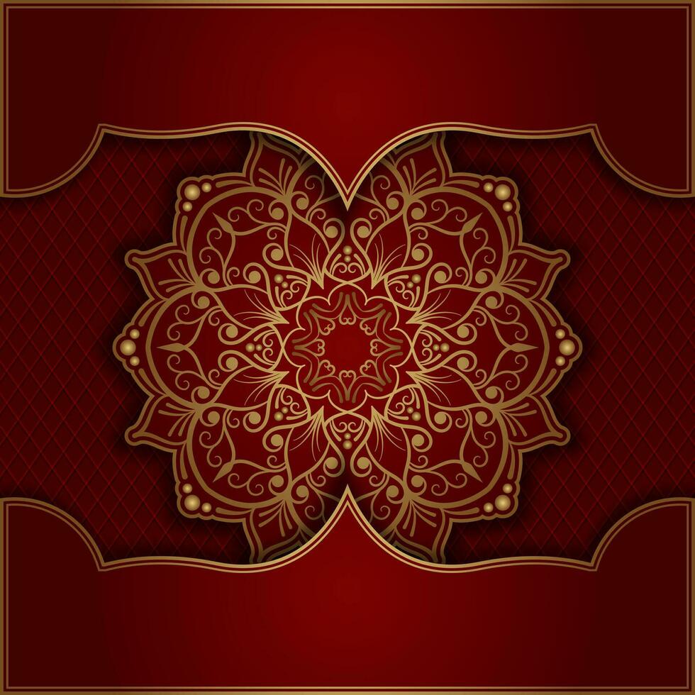 red luxury background, with gold mandala ornament vector