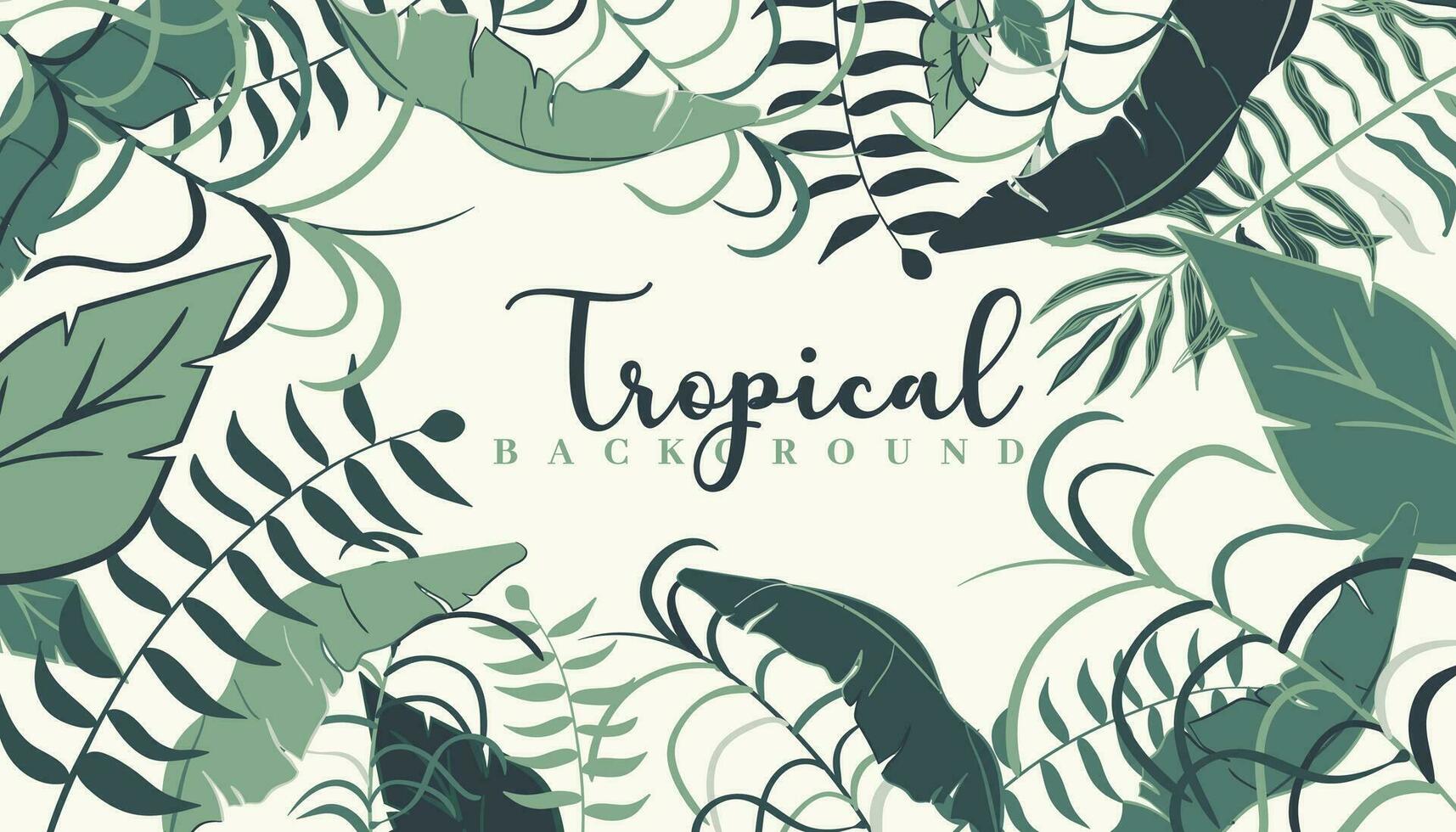 tropical green jungle leaves background vector, use as poster, post, print or pattern design vector
