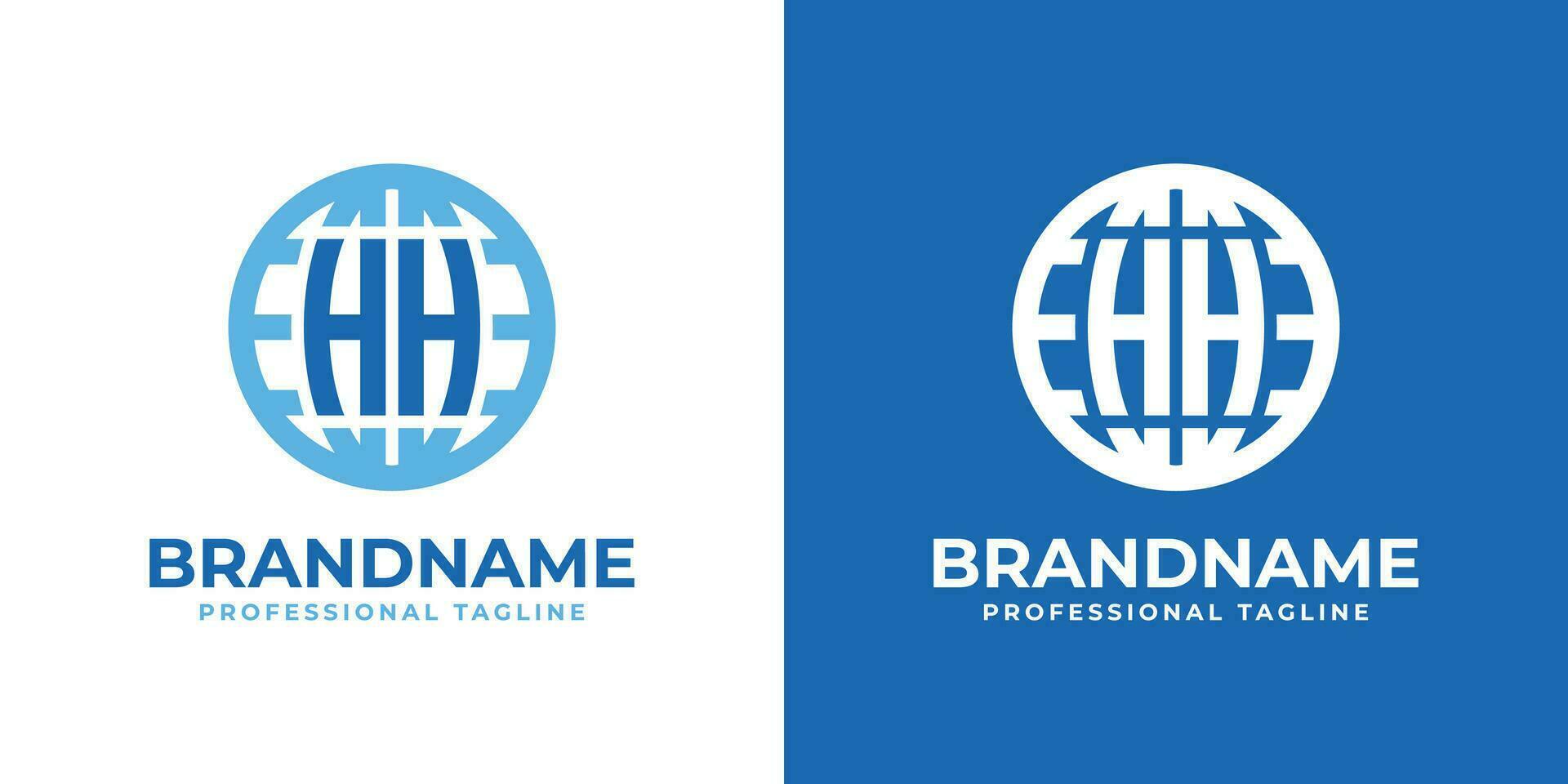 Letter HH Globe Logo, suitable for any business with double H or HH initials. vector