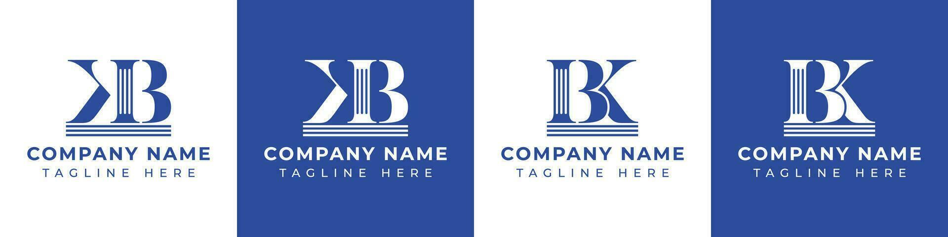 Letter BK and KB Pillar logo, suitable for any business with KB or BK related to Pillar. vector