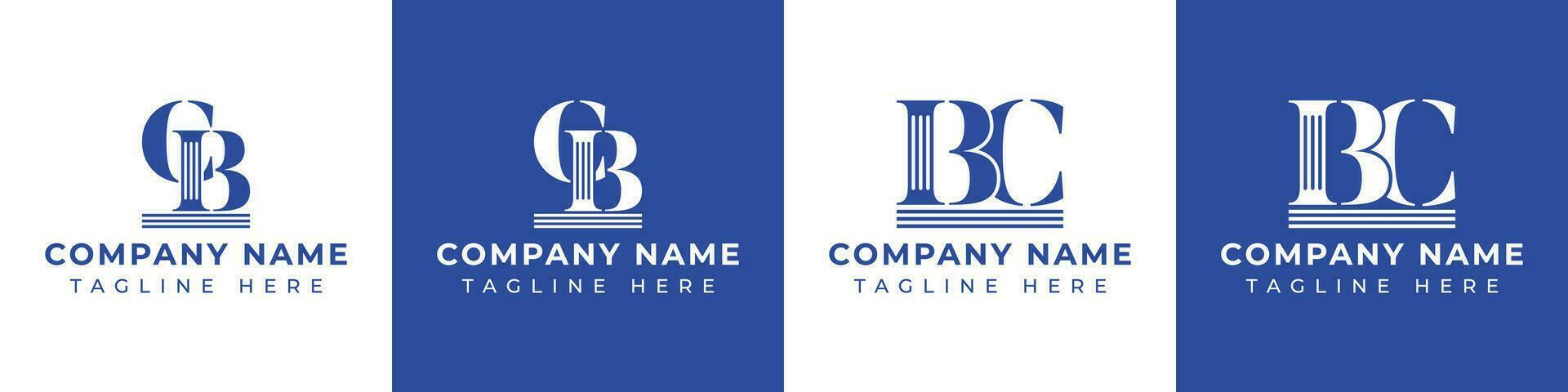 Letter BC and CB Pillar logo, suitable for any business with CB or BC related to Pillar. vector