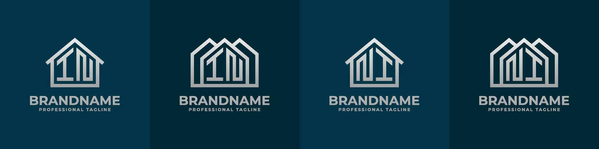 Letter IN and NI Home Logo Set. Suitable for any business related to house, real estate, construction, interior with IN or NI initials. vector