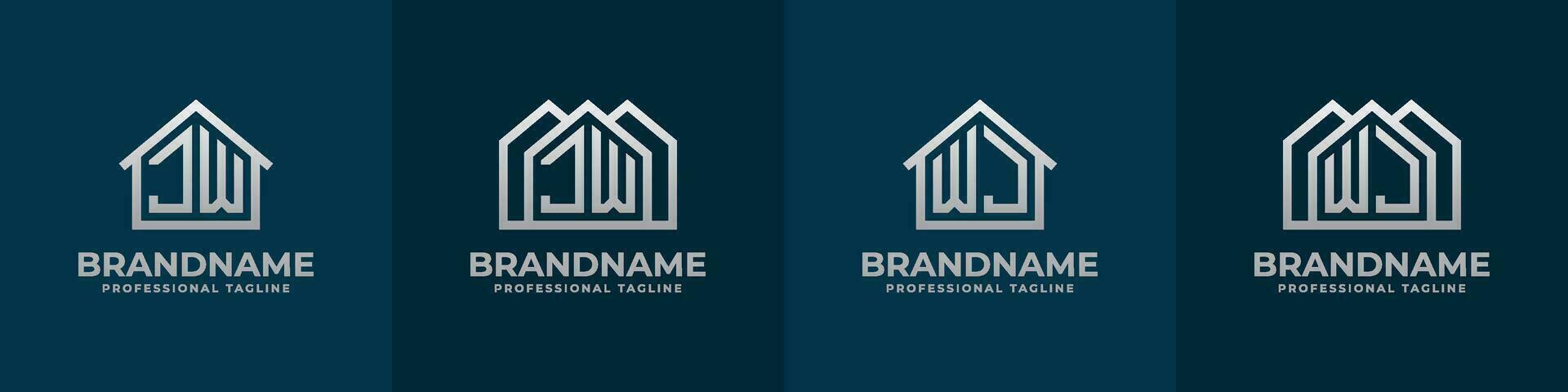 Letter JW and WJ Home Logo Set. Suitable for any business related to house, real estate, construction, interior with JW or WJ initials. vector