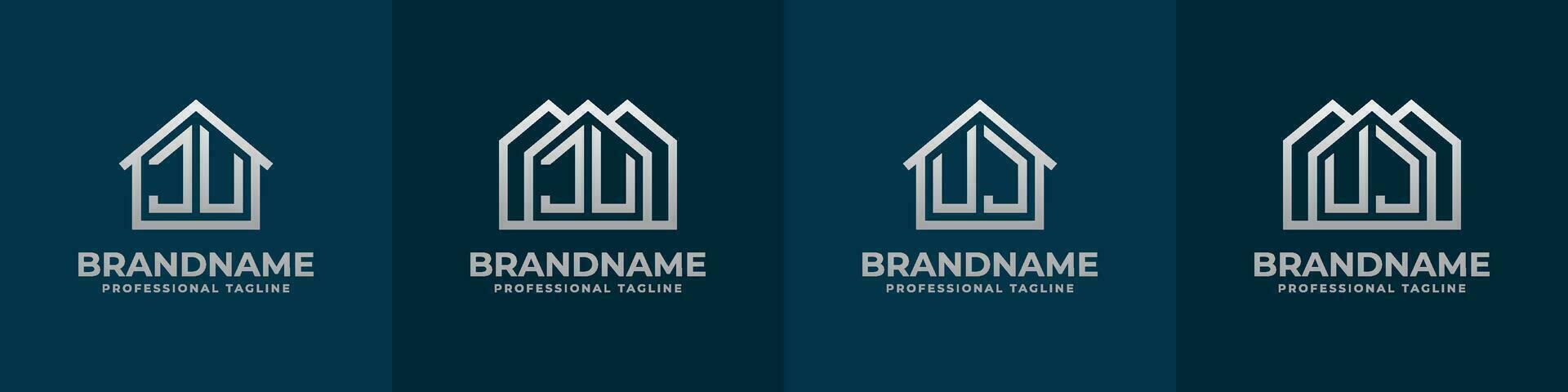 Letter JU and UJ Home Logo Set. Suitable for any business related to house, real estate, construction, interior with JU or UJ initials. vector