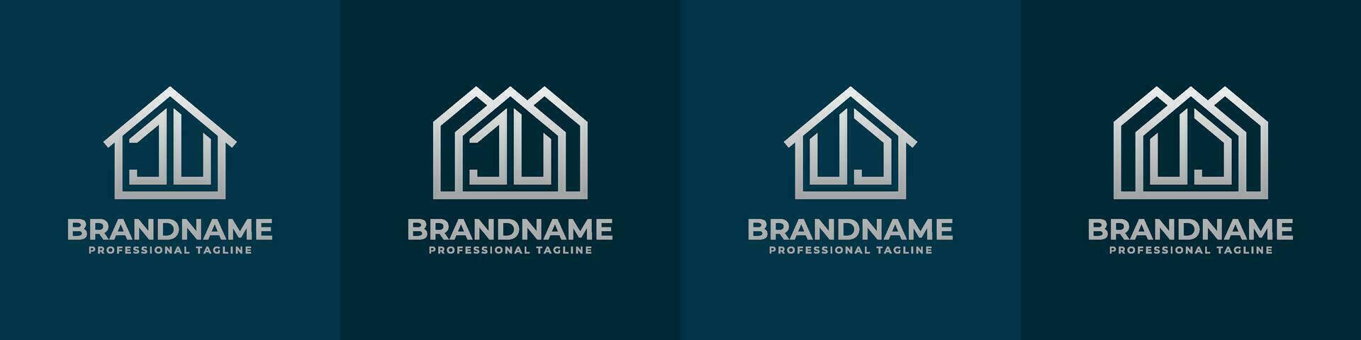 Letter JU and UJ Home Logo Set. Suitable for any business related to house, real estate, construction, interior with JU or UJ initials. vector