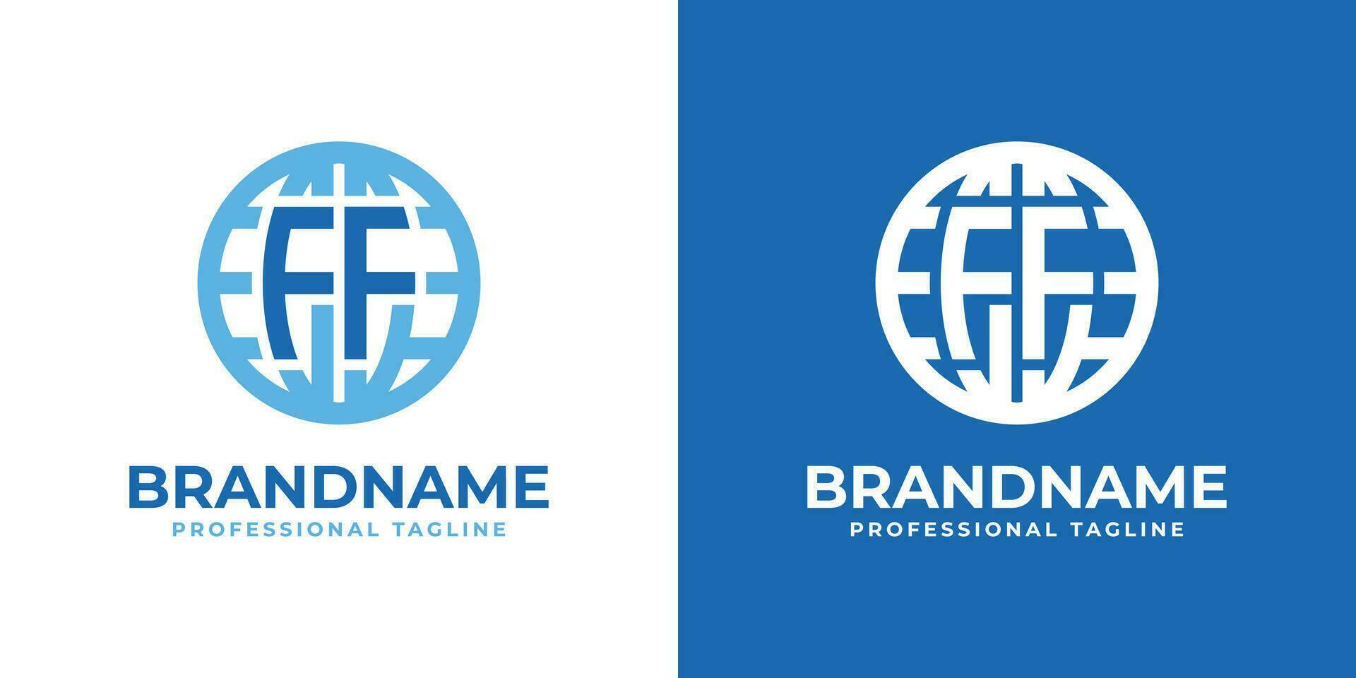 Letter FF Globe Logo, suitable for any business with double F or FF initials. vector
