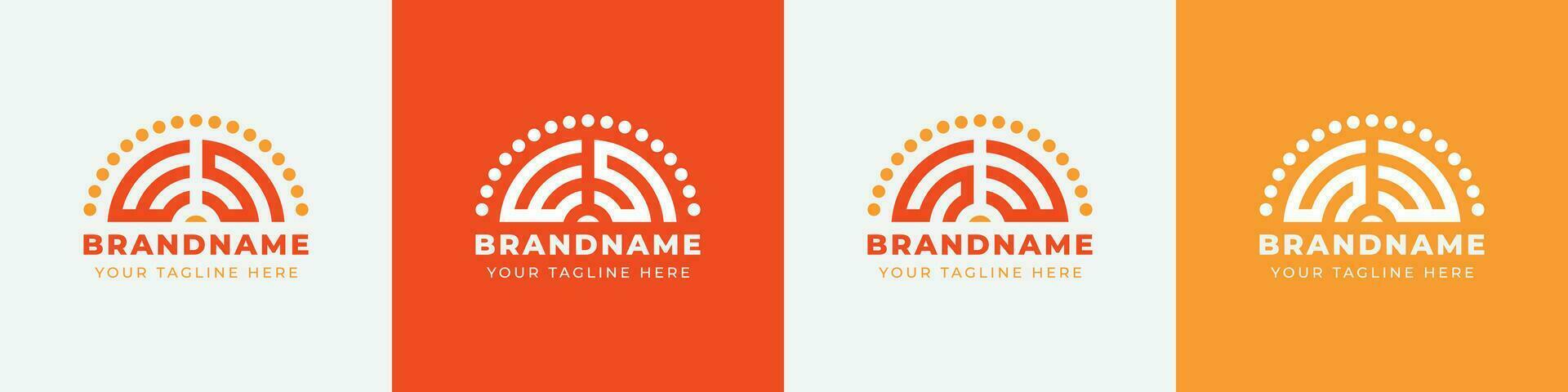 Letter SW and WS or SE and ES Sunrise  Logo Set, suitable for any business with SW, WS, SE, ES initials. vector