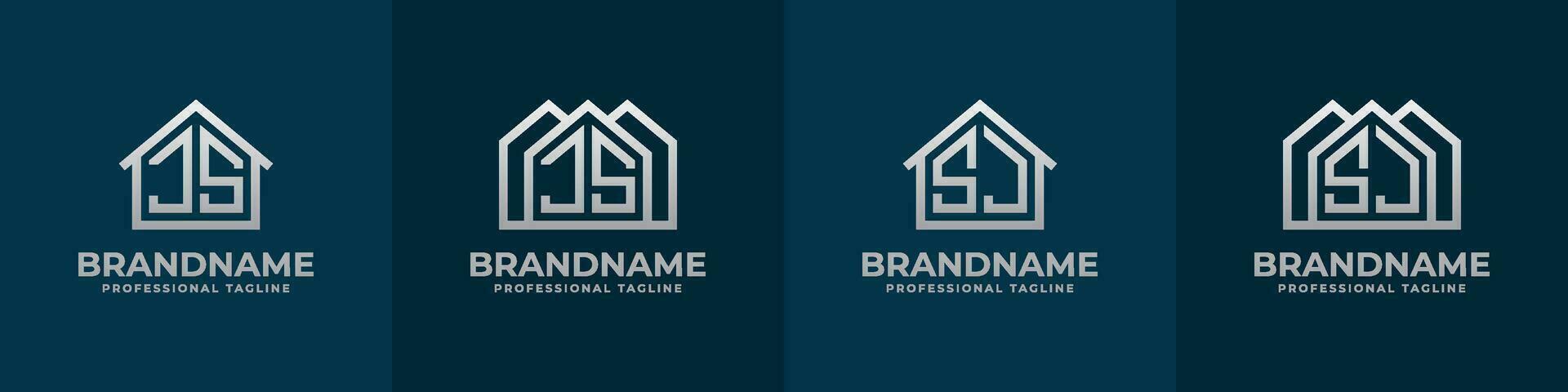 Letter JS and SJ Home Logo Set. Suitable for any business related to house, real estate, construction, interior with JS or SJ initials. vector