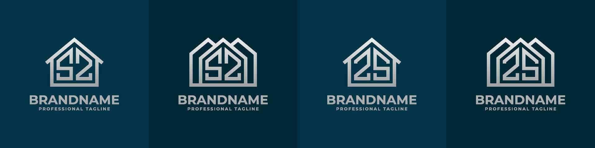 Letter SZ and ZS Home Logo Set. Suitable for any business related to house, real estate, construction, interior with SZ or ZS initials. vector