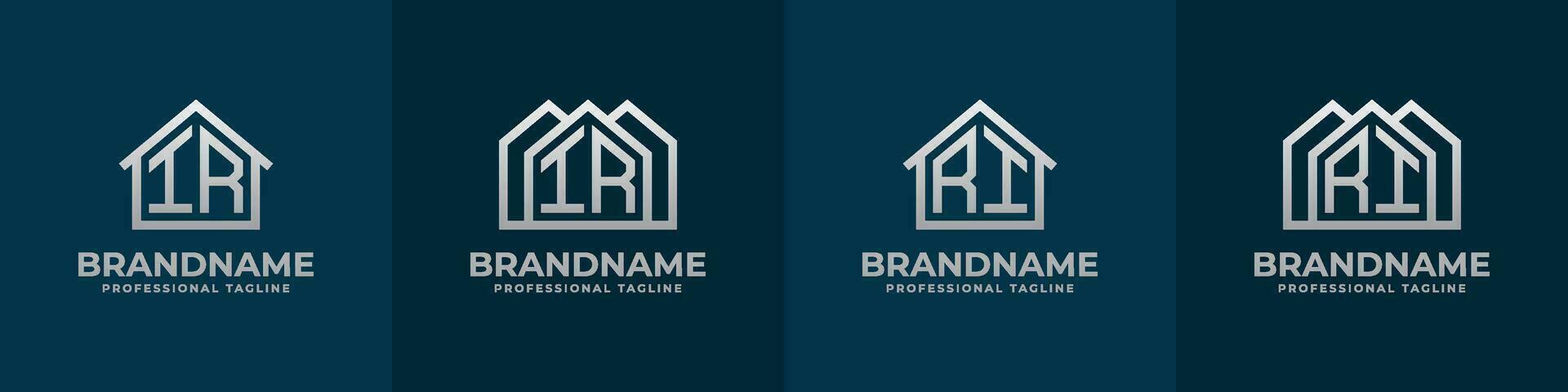 letra ir y Rhode Island hogar logo colocar. adecuado para ninguna negocio relacionado a casa, real bienes, construcción, interior con ir o Rhode Island iniciales. vector