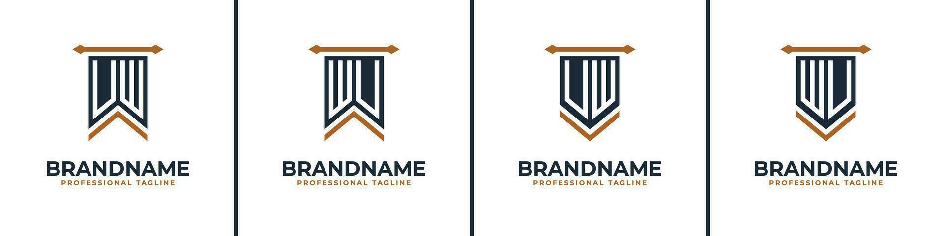 Letter UW and WU Pennant Flag Logo Set, Represent Victory. Suitable for any business with UW or WU initials. vector