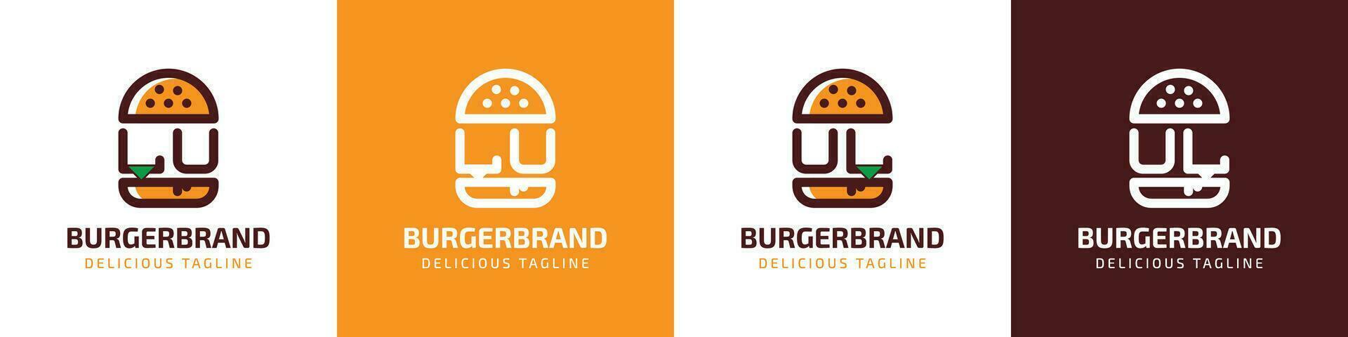 Letter LU and UL Burger Logo, suitable for any business related to burger with LU or UL initials. vector