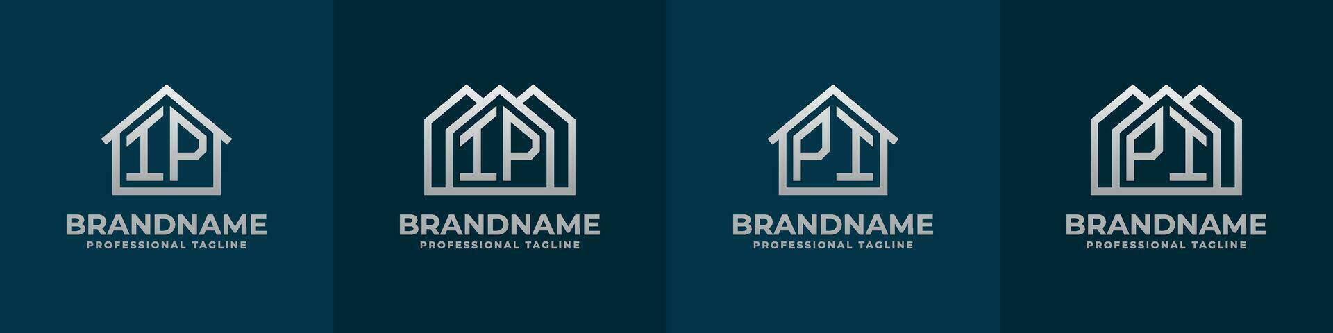 Letter IP and PI Home Logo Set. Suitable for any business related to house, real estate, construction, interior with IP or PI initials. vector