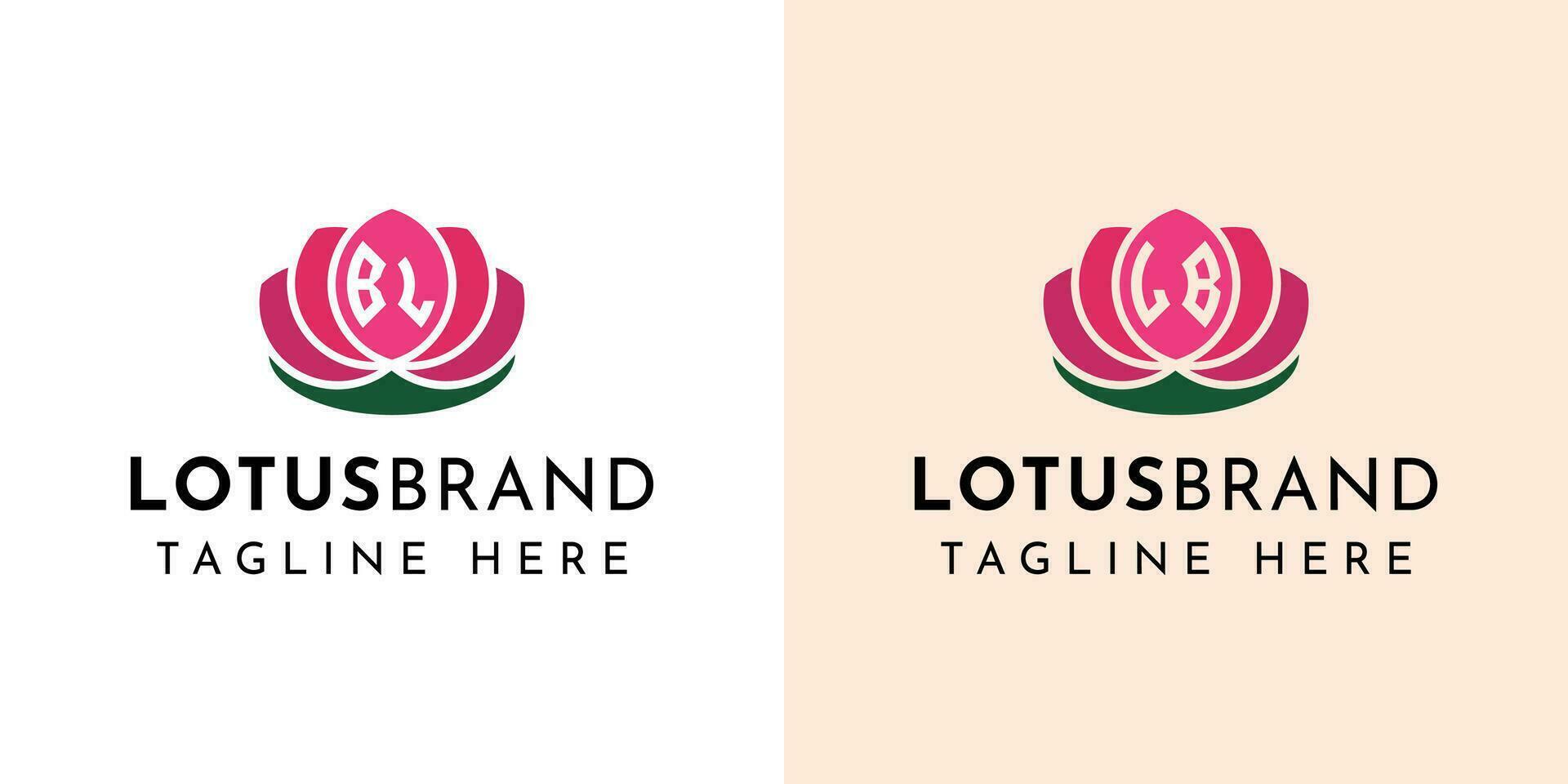 Letter BL and LB Lotus Logo Set, suitable for any business related to lotus flowers with BL or LB initials. vector