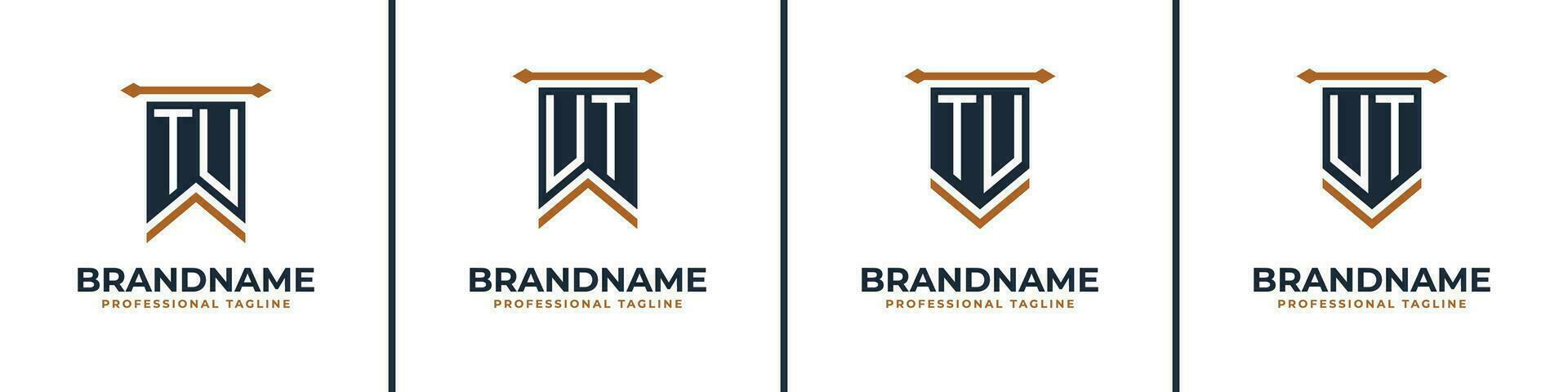 Letter TU and UT Pennant Flag Logo Set, Represent Victory. Suitable for any business with TU or UT initials. vector