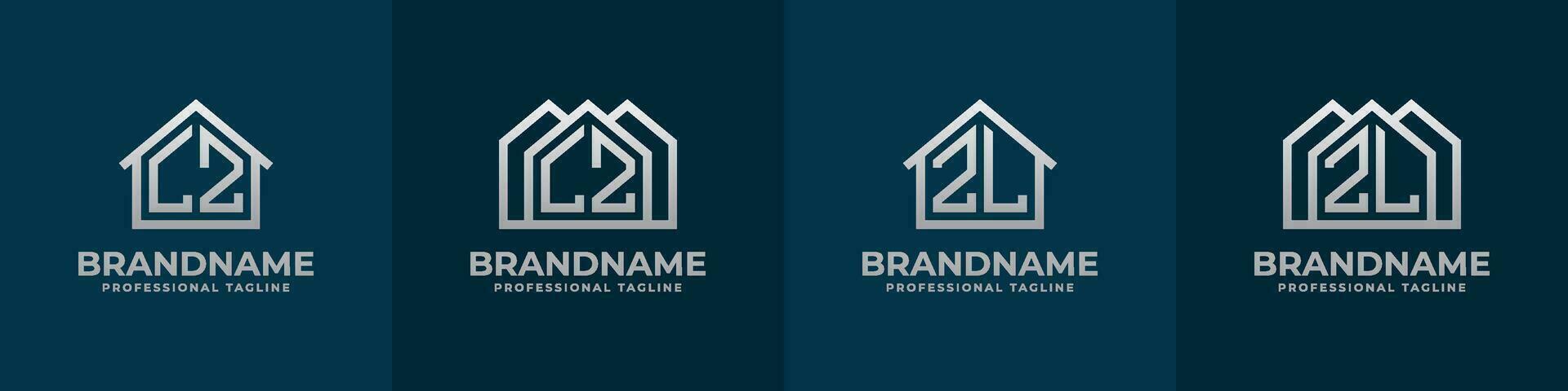 Letter LZ and ZL Home Logo Set. Suitable for any business related to house, real estate, construction, interior with LZ or ZL initials. vector