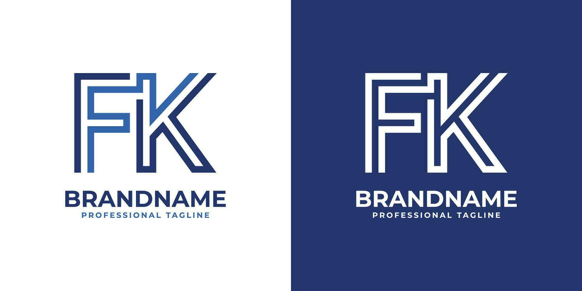 Letter FK Line Monogram Logo, suitable for any business with FK or KF initials. vector