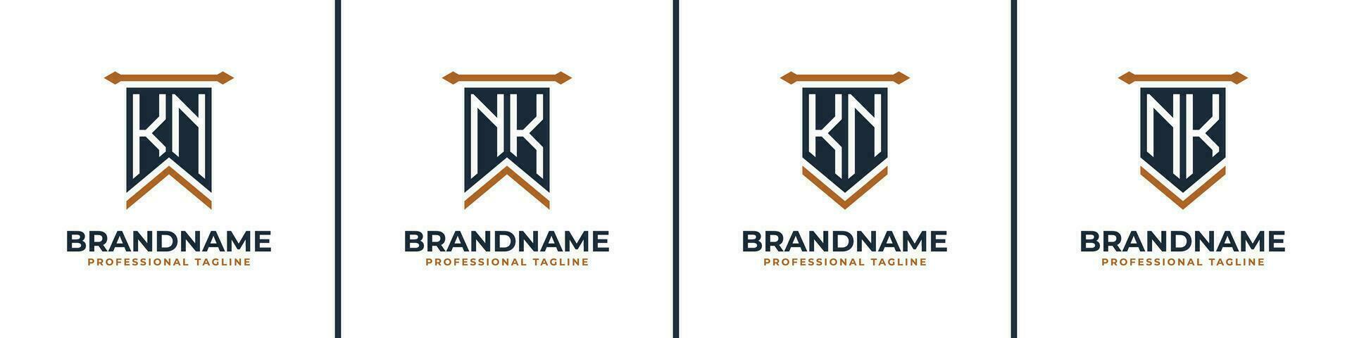 Letter KN and NK Pennant Flag Logo Set, Represent Victory. Suitable for any business with KN or NK initials. vector