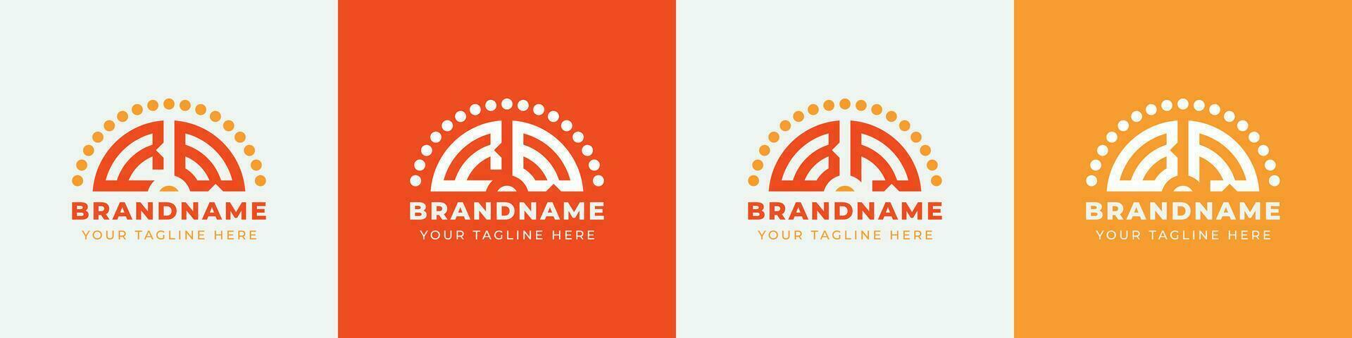 Letter BR and RB Sunrise  Logo Set, suitable for any business with BR or RB initials. vector