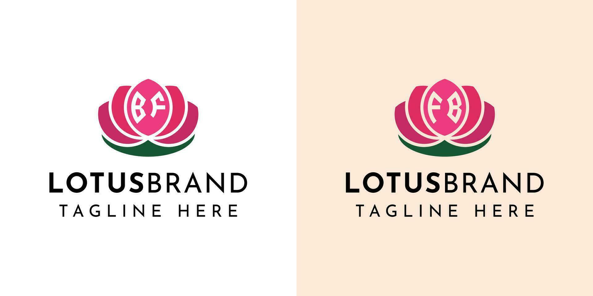 Letter BF and FB Lotus Logo Set, suitable for any business related to lotus flowers with BF or FB initials. vector