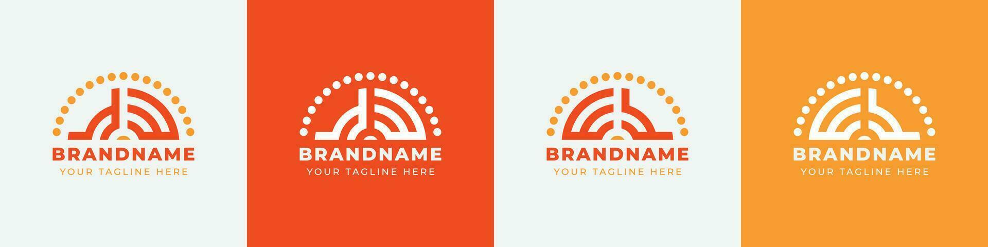 Letter WY and YW Sunrise  Logo Set, suitable for any business with WY or YW initials. vector