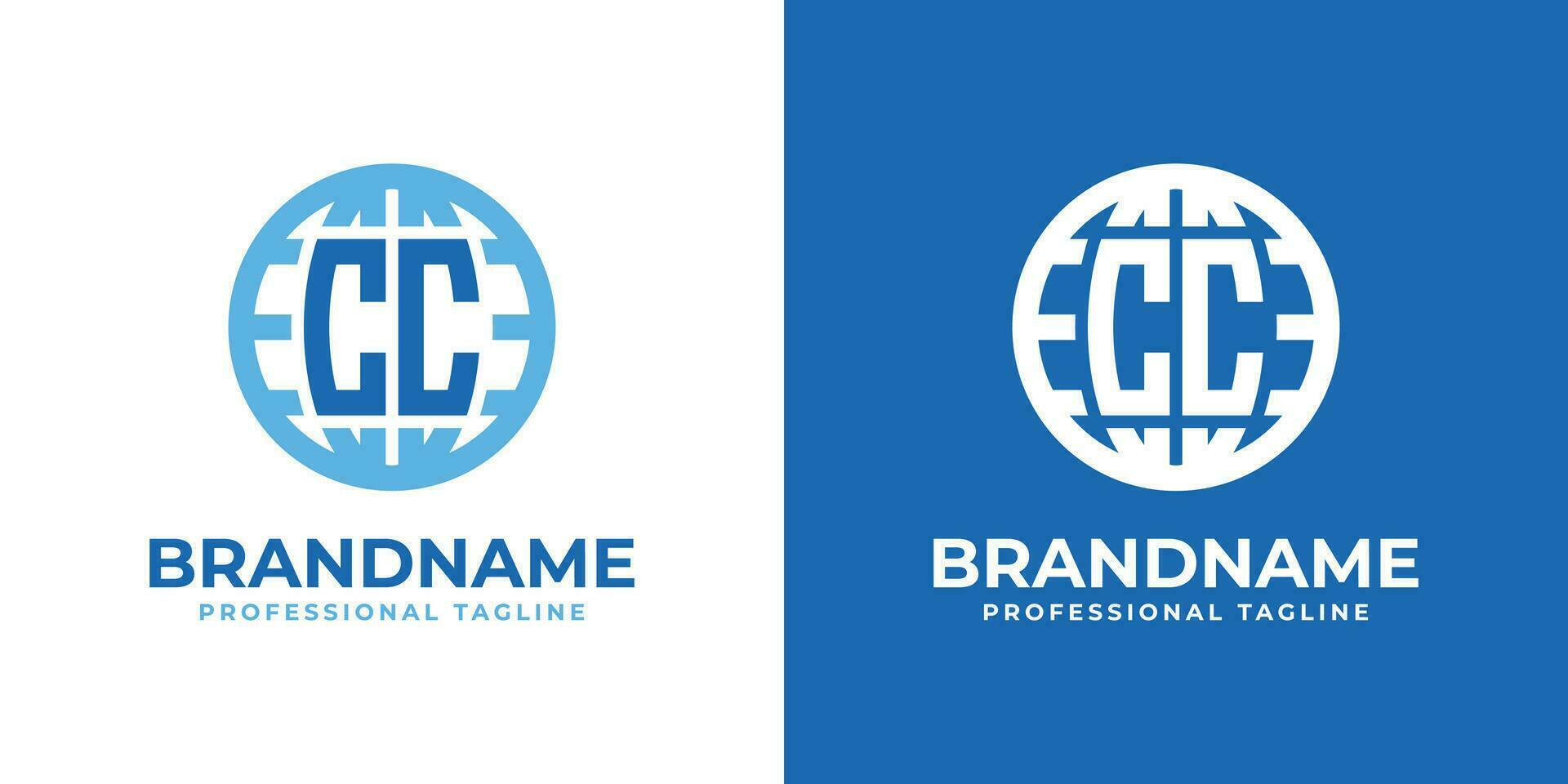 Letter CC Globe Logo, suitable for any business with double C or CC initials. vector