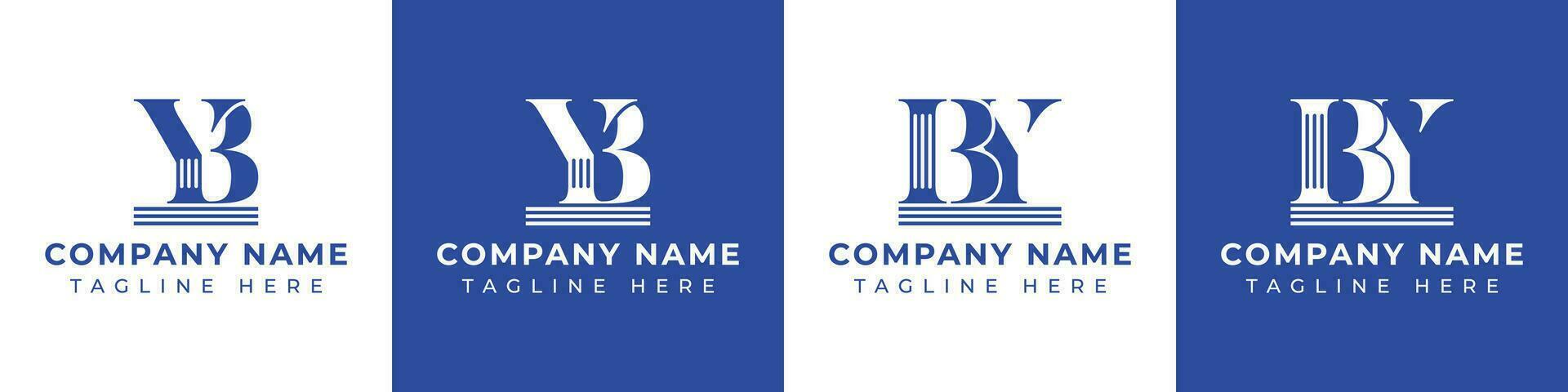 Letter BY and YB Pillar logo, suitable for any business with YB or BY related to Pillar. vector