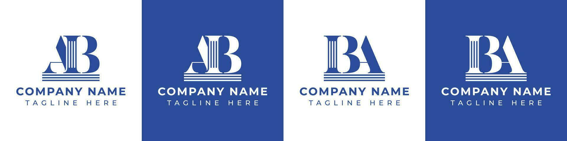 Letter BA and AB Pillar logo, suitable for any business with AB or BA related to Pillar. vector