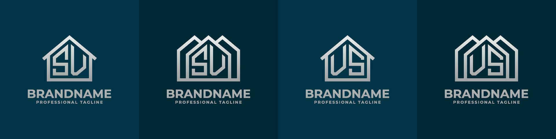 Letter SV and VS Home Logo Set. Suitable for any business related to house, real estate, construction, interior with SV or VS initials. vector