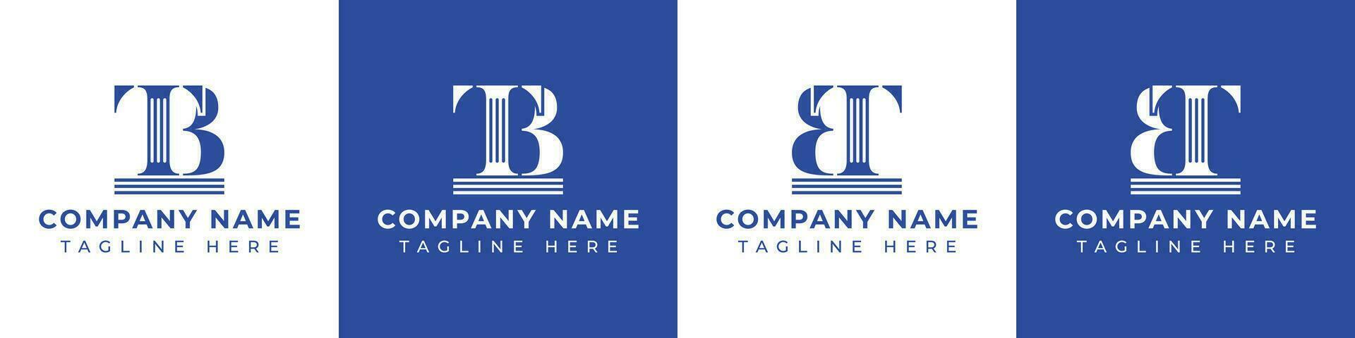 Letter BT and TB Pillar logo, suitable for any business with TB or BT related to Pillar. vector