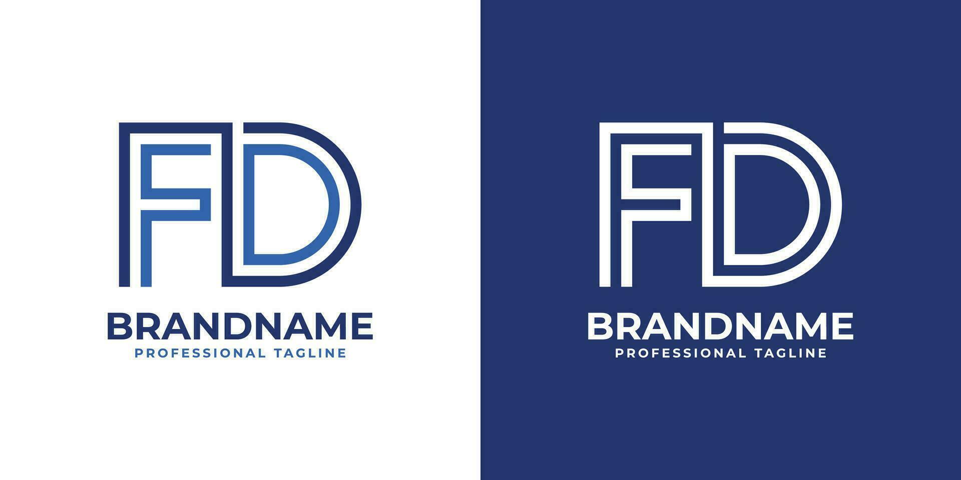 Letter FD Line Monogram Logo, suitable for any business with FD or DF initials. vector