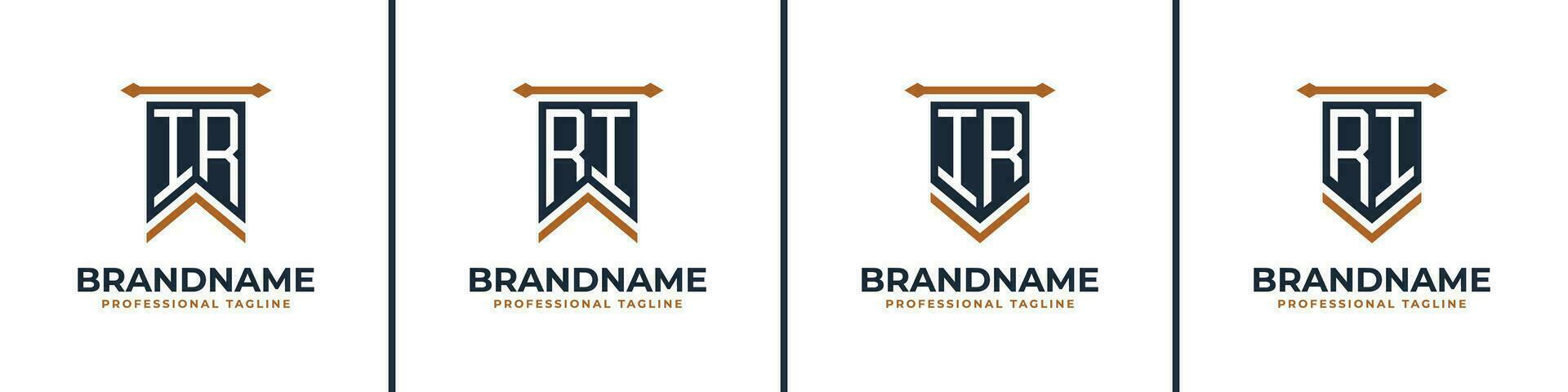 Letter IR and RI Pennant Flag Logo Set, Represent Victory. Suitable for any business with IR or RI initials. vector