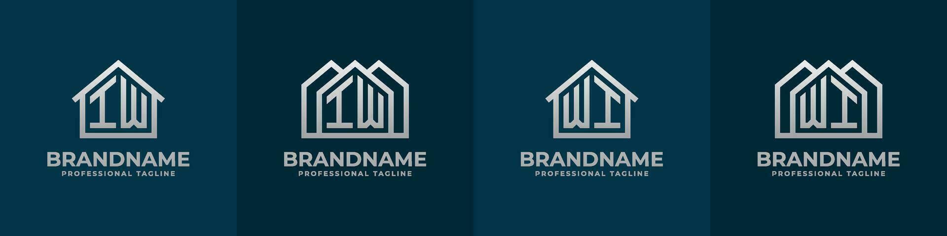 Letter IW and WI Home Logo Set. Suitable for any business related to house, real estate, construction, interior with IW or WI initials. vector