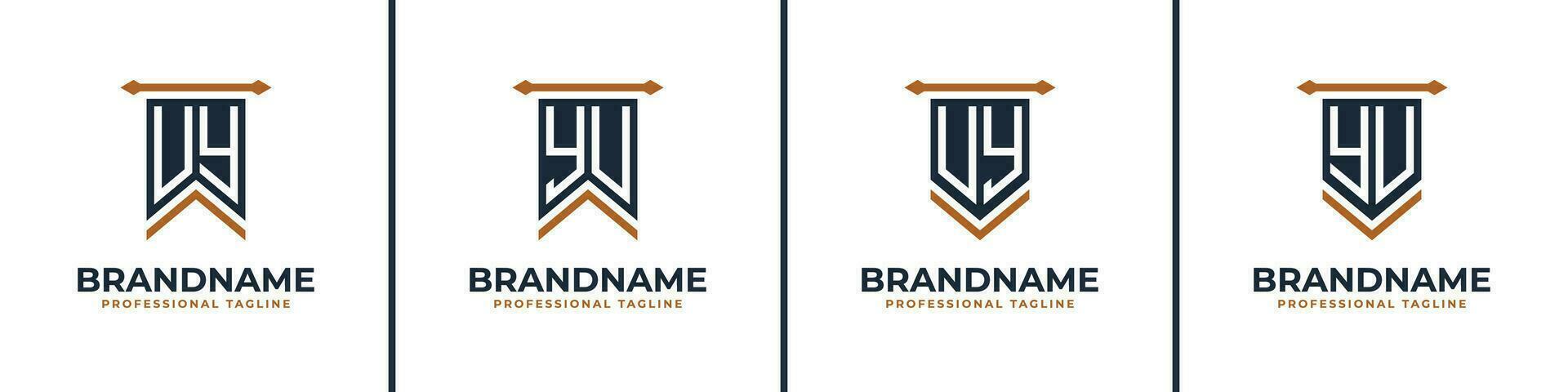 Letter UY and YU Pennant Flag Logo Set, Represent Victory. Suitable for any business with UY or YU initials. vector