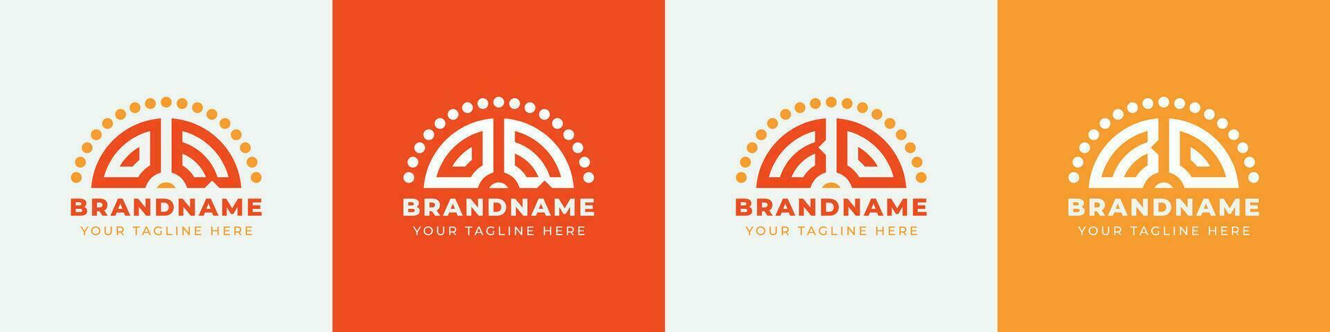 Letter BO and OB Sunrise  Logo Set, suitable for any business with BO or OB initials. vector