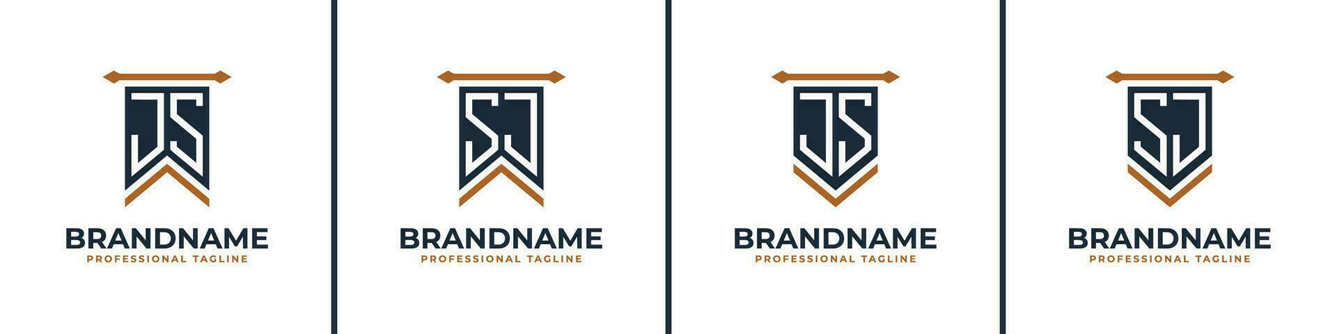 Letter JS and SJ Pennant Flag Logo Set, Represent Victory. Suitable for any business with JS or SJ initials. vector