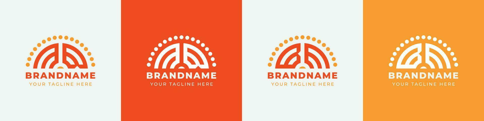 Letter BM and MB or BE and EB Sunrise  Logo Set, suitable for any business with BM, MB, BE, EB initials. vector