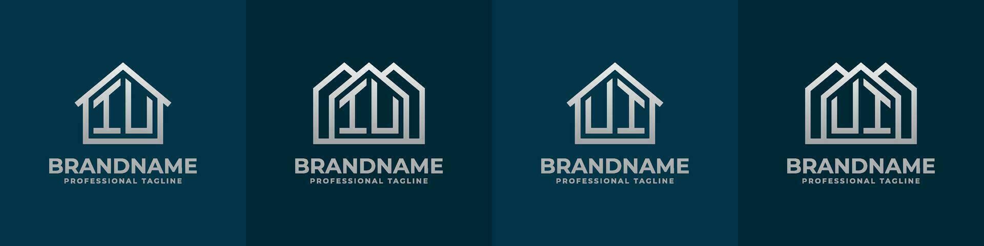 Letter IU and UI Home Logo Set. Suitable for any business related to house, real estate, construction, interior with IU or UI initials. vector