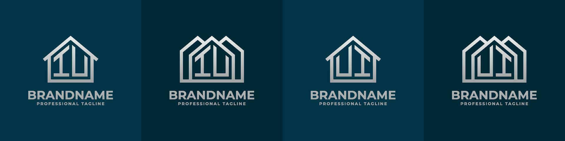 Letter IU and UI Home Logo Set. Suitable for any business related to house, real estate, construction, interior with IU or UI initials. vector