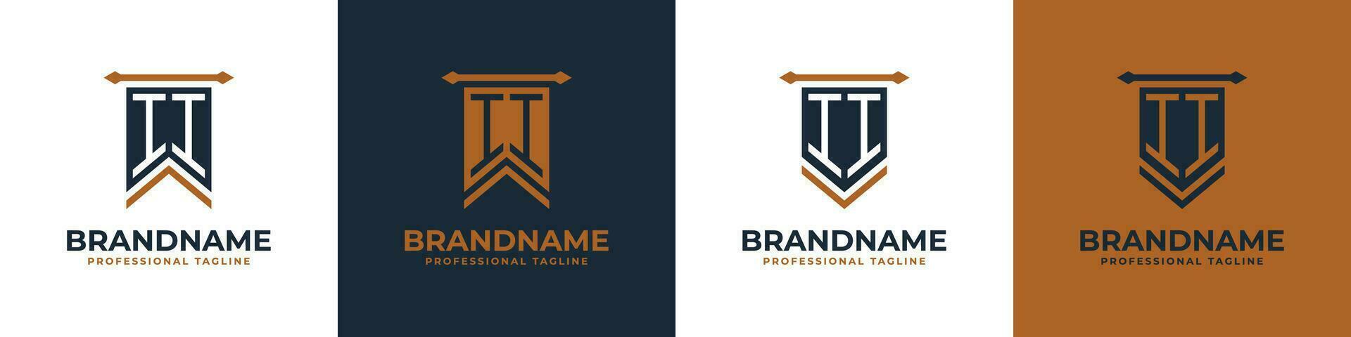 Letter II Pennant Flag Logo Set, Represent Victory. Suitable for any business with I or II initials. vector