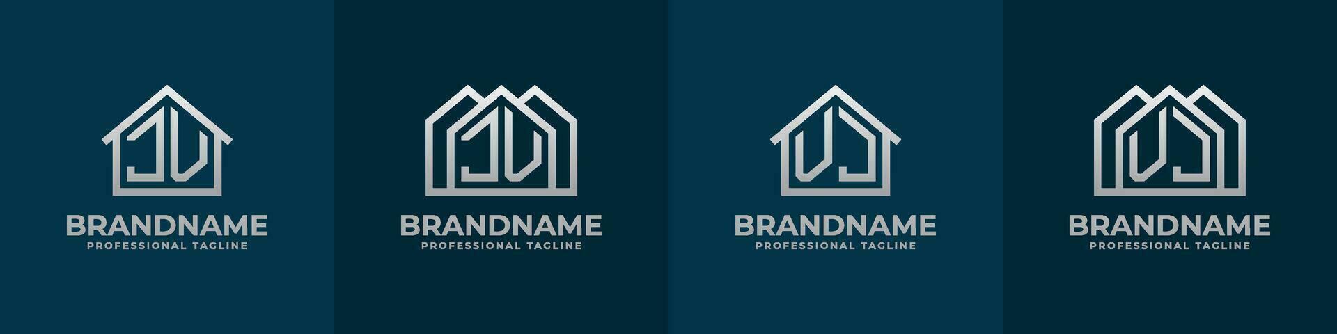 Letter JV and VJ Home Logo Set. Suitable for any business related to house, real estate, construction, interior with JV or VJ initials. vector