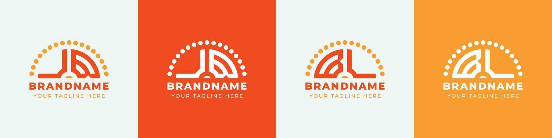 Letter BU and UB or BV and VB Sunrise  Logo Set, suitable for any business with BU, UB, BV, VB initials. vector