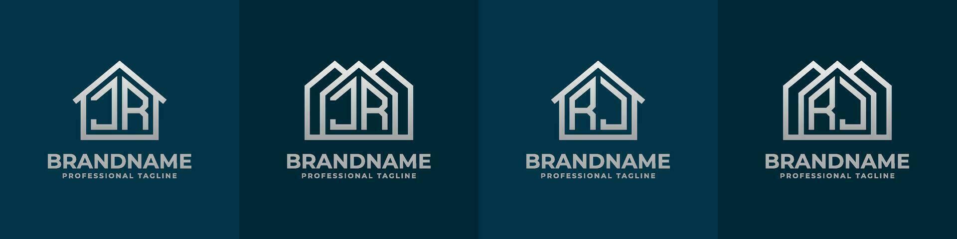 Letter JR and RJ Home Logo Set. Suitable for any business related to house, real estate, construction, interior with JR or RJ initials. vector