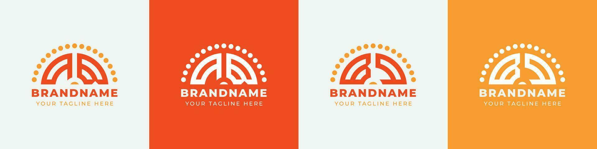 Letter BQ and QB Sunrise  Logo Set, suitable for any business with BQ or QB initials. vector