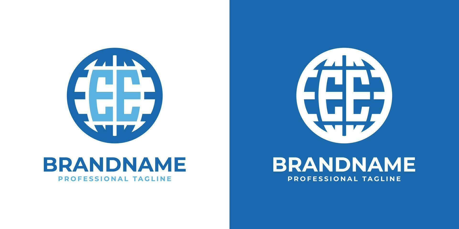 Letter EE Globe Logo, suitable for any business with double E or EE initials. vector